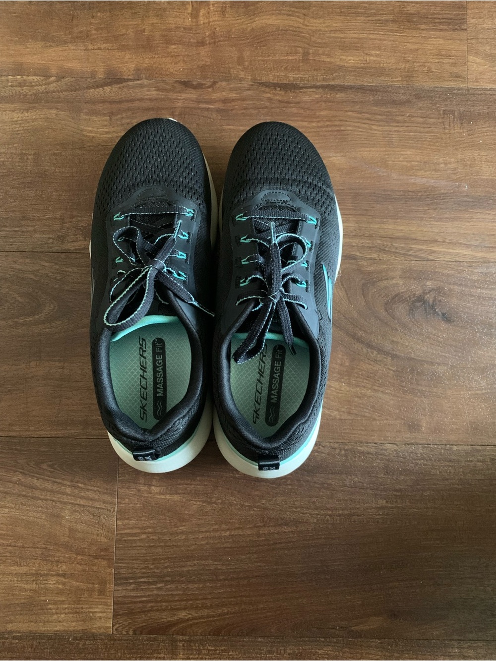 Sketchers Massage Fit GoWalk In Black Aqua & White Aqua Sole Size 7.5 EUR 37.5